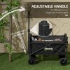 Outsunny 41L Festival Trolley on Wheels, Small Garden Folding Trolley Cart, 60kg Heavy Duty Collapsible Folding Wagon with Adjustable Handle and Carrying Bag for Beach, Camping, Festival, Black