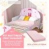 AIYAPLAY Toddler Bed Frame, Kids Bed with Safety Rails, Ballet Theme Kids Bedroom Furniture, for 3-6 Years, Pink