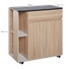 HOMCOM Kitchen Storage Trolley Cart Cupboard Rolling Island Shelves Cabinet With Door and Drawer Locking Wheels