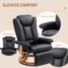 HOMCOM Manual Recliner Chair with Footrest, Upholstered Reclining Armchair with Adjustable Backrest and Steel Frame, PU Leather Swivel Chair for Living Room, Bedroom, Black