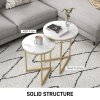 HOMCOM Nesting Coffee Table Set of 2, Modern Nest of Tables, Round Sofa Side Tables with Metal Frame for Living Room, Bedroom, Small Space, Gold Tone