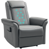 HOMCOM Recliner Armchair with 3D Kneading Massage, Breathable Leather Recliner Chair with Back Massager and Headrest, Electric Reclining Chair with Footrest, Remote, USB Port, Side Pockets for Home