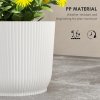 Outsunny Set of 2 Plastic Round Plant Pots Outdoor 22cm, Garden Planters, Flower Pots for Garden Decoration, Patios, Indoor, Outdoor, Home, White