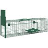 Outsunny Single Door Humane Rat Trap for Small Animals, Metal Outdoor and Indoor Squirrel Trap for Mice, Cats, Rabbits, 100 X 25 X 28cm, Dark Green