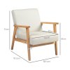 HOMCOM Accent Armchair, Living Room Chair, Wooden Upholstered Single Lounge Chair with Rubber Wood Legs and Padded Seat , Leisure Sofa Chair for Bedroom Office, Cream White