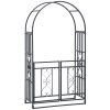Outsunny Outdoor Garden Arch with Double Gates, Metal Garden Arbor for Climbing Plants, Roses, Vines, Wedding Arch for Outdoor, 114L x 50W x 206H cm, Dark Grey