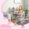 ZONEKIZ Kids Desk and Chair Set with Storage, for Ages 5-8 Years, 2 Piece Children Table and Chair Set with Keyboard Drawer, Grey