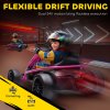 HOMCOM 24V Electric Go Kart for Kids, Drifting Ride-On Racing Go Kart with Slow Start, Music, Horn Honking and Safety Belt, for 8-12 Years Old, Pink