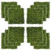 Outsunny 12PCS Artificial Boxwood Wall Panels 50cm x 50cm Grass Privacy Fence Screen Faux Hedge Greenery Backdrop Encrypted Milan Grass with White Flowers for Home Garden Backyard Balcony
