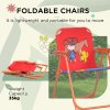 Outsunny Kids Bistro Set Children Table and Chair Set Garden Furniture Cowboy Themed 4 Pieces w/ Adjustable Parasol, Foldable Chairs for 2-5 Years - Blue and Red