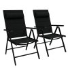 Outsunny Set of 2 Patio Folding Chairs with Adjustable Back, Aluminium Dining Chairs with Breathable Mesh Fabric Padded Seat and Backrest, Headrest for Outdoor Garden Lawn, Black