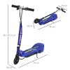 HOMCOM Electric Scooter for Kids, 120W Foldable E Scooter for Age 7-14 with Adjustable Height, Rear Brakes, Up to 12 KM/H, Maximum Range 10 KM, Blue