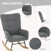 HOMCOM Rocking Chair, Teddy Upholstered Accent Chair, Modern Armchair with Wide Backrest and Rubberwood Base for Living Room, Bedroom, Grey