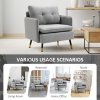 HOMCOM Modern One Seater Sofa, Button Tufted Armchair with Cushions and Steel Legs, Accent Chair for Living Room, Guest Room, Grey