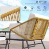 Outsunny 4 Piece Rattan Garden Furniture Set, Wicker Patio Outdoor Furniture Set with Loveseat, Armchairs, Glass Top Coffee Table and Cushions for Patio, Conservatory, Balcony, Natural Wood Finish