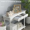HOMCOM Console Table Modern Sofa Side Desk with Storage Shelves Drawers for Living Room Entryway Bedroom White