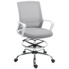 HOMCOM Drafting Chair, Swivel Draughtsman Chair, Ergonomic Office Chair, Mesh Standing Desk Chair with Lumbar Support, Adjustable Foot Ring, Adjustable Height, Grey