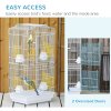 PawHut Bird Cage with Perches, Food Bowls, Swing, Parrot Cage for Budgie, Parakeet, Small Bird, 46.5 x 35.5 x 92cm, White
