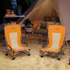 Outsunny Set of 2 Folding Beach Chair, Low Camping Chair with Mesh Back, Carry Bag and Cup Holder for Garden Outdoor Picnic Festival Travel, Orange