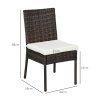 Outsunny 4 Pieces PE Rattan Garden Chairs with Cushion, Patio Wicker Dining Chairs with Backrest for Patio, Deck, Garden, Brown