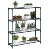 Outsunny Modern Plant Stand, 4-Tier Planter Holder with Steel Frame, Outdoor Flower Display Rack for Potted Plants Garden Balcony Decor, Dark Green