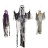 HOMCOM Life Size Hanging Skeleton Halloween Decorations, Set of 3 Scary Flying Ghost with Adjustable Arms for Haunted House, Garden, Party, 90/110/170cm