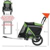 PawHut Dog Bike Trailer Dog Stroller 2 in 1 Foldable with Aluminium Frame, Quick-Release Wheels, Safety Leash, Anti-Slip Mat, Hitch Coupler, Reflectors, Flag, for Medium Dogs - Green