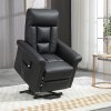 HOMCOM Power Lift Chair Armchair for the Elderly, PU Leather Recliner Chair with Extended Footrest, Remote Control and Side Pocket, Black