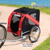PawHut Folding Dog Bike Trailer Pet Cart Carrier for Bicycle Travel with Hitch Coupler in Steel Frame - Red & Black