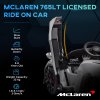 AIYAPLAY McLaren 765LT Licensed Electric Car for Kids with Butterfly Doors, 12V Kids' Electric Ride on with Remote Control, Transport Wheels, LED Lights, MP3 Music, Horn, for 3-6 Years, Grey