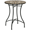 Outsunny 60 cm Mosaic Garden Table, Small Round Outdoor Side Table with Ceramic Top, Plant Stand for Patio, Balcony, Grey and Beige