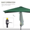 Outsunny Balcony Half Parasol Semi Round Umbrella Patio Crank Handle (2.3 m, Green)- NO BASE INCLUDED