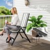Outsunny Rattan Folding Chair Outdoor, 5-Position Adjustable Wicker Garden Dining Chair with High Backrest, Wide Armrest, for Patio, Terrace, Balcony, Grey