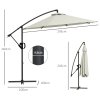 Outsunny 3(m) Cantilever Parasol with Cross Base, Banana Parasol with Crank Handle, Tilt and 8 Ribs, Round Hanging Patio Umbrella for Outdoor Pool, Garden, Balcony, Cream