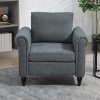 HOMCOM Armchair, Upholstered Accent Chair, Occasional Fireside Chair with Back Pillow and Rubber Wood Legs, Single Sofa for Living Room, Reading Room