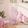 AIYAPLAY Kids Mirror Full Length with Storage Shelf, 360?? Rotating Standing Mirror for Bedroom, Kids Room, Nursery Room, Hot Pink
