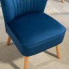 HOMCOM Velvet Accent Chair Occasional Tub Seat Padding Curved Back with Wood Frame Legs Home Furniture Dark Blue