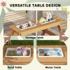 AIYAPLAY Kids Picnic Table, Sand and Water Table with Wooden Benches, Adjustable Parasol and Storage Bins, Outdoor Garden Furniture for Children 3-6 Years, Multicolour