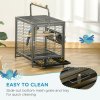 PawHut Bird Cage Budgie Cage for Budgie, Lovebirds, Green Cheek Canary, Parakeet, Cockatiel, Travel Breeding Cage w/ Wooden Perch Handle, 48 x 38 x 65 cm