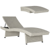 Outsunny Outdoor PE Rattan Sun Lounger, Folding Wicker Garden Lounger Recliner with 4-Level Adjustable Backrest, Rolling Sunbed Lounge Chair with Wheels, Non-Slip Legs for Balcony, Beach, Grey