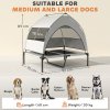 PawHut Elevated Dog Bed with Removable Canopy, Portable Cooling Raised Pet Cot with Breathable Mesh, Storage Bag, for Indoor Outdoor Use, for Medium Large Dogs, 92 x 75 x 89 cm, Light Grey