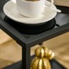 HOMCOM Tempered Glass Side Table with Storage, Modern 2-Tier Bedside Table with Steel Frame, Black