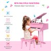 HOMCOM 30 Keys Kids Keyboard Piano Mini Piano Set Grand Piano with Music Stand and Bench Pink