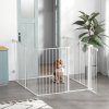 PawHut 2 in 1 Multifunctional Dog Pen, Safety Pet Gate, 6 Panels Dog Playpen with Double-Locking Door, Foldable Dog Barrier for Medium Dogs, 90Hcm - White