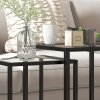 HOMCOM Nesting Tables Set of 2, Side End Table with Tempered Glass Top and Steel Frame for Living Room, Bedroom, Black