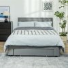 HOMCOM Double Ottoman Bed Frame with Hydraulic Lifting Storage, Wheeled Drawer, Adjustable Velvet Upholstered Headboard, Wooden Slats Mattress Foundation, No Box Spring Needed, Grey
