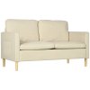 HOMCOM Two Seater Sofa for Living Room, Modern Fabric Couch with Wood Legs and 2 Pockets for Bedroom and Home Office