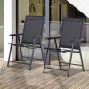 Outsunny Set of 2 Folding Garden Chairs, Metal Frame Garden Chairs Outdoor Patio Park Dining Seat with Breathable Mesh Seat, Black