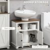 kleankin Bathroom Sink Cabinet, Under Sink Storage Cabinet with Double Doors and Shelves, White