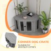 PawHut Dog Crate Furniture, Side Table Dog Kennel with Cushion, Large Door, for Medium Dogs - Grey